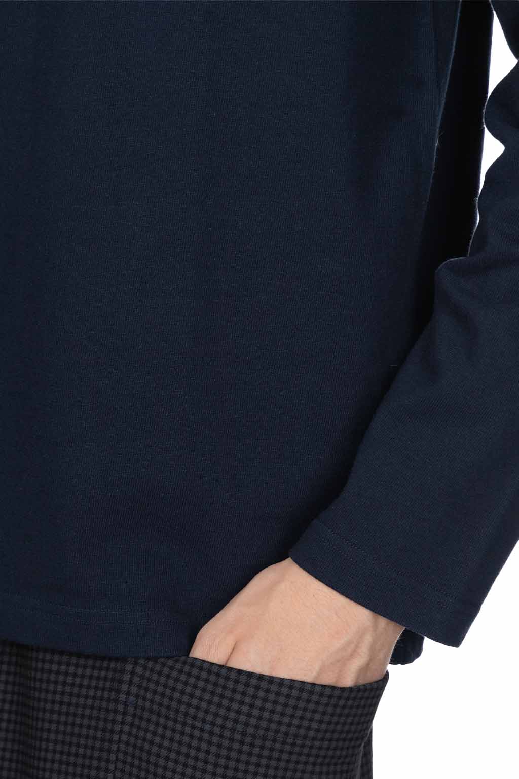 ts(s) - Mellow Cotton Plain Jersey Turtle Neck Shirt-Navy